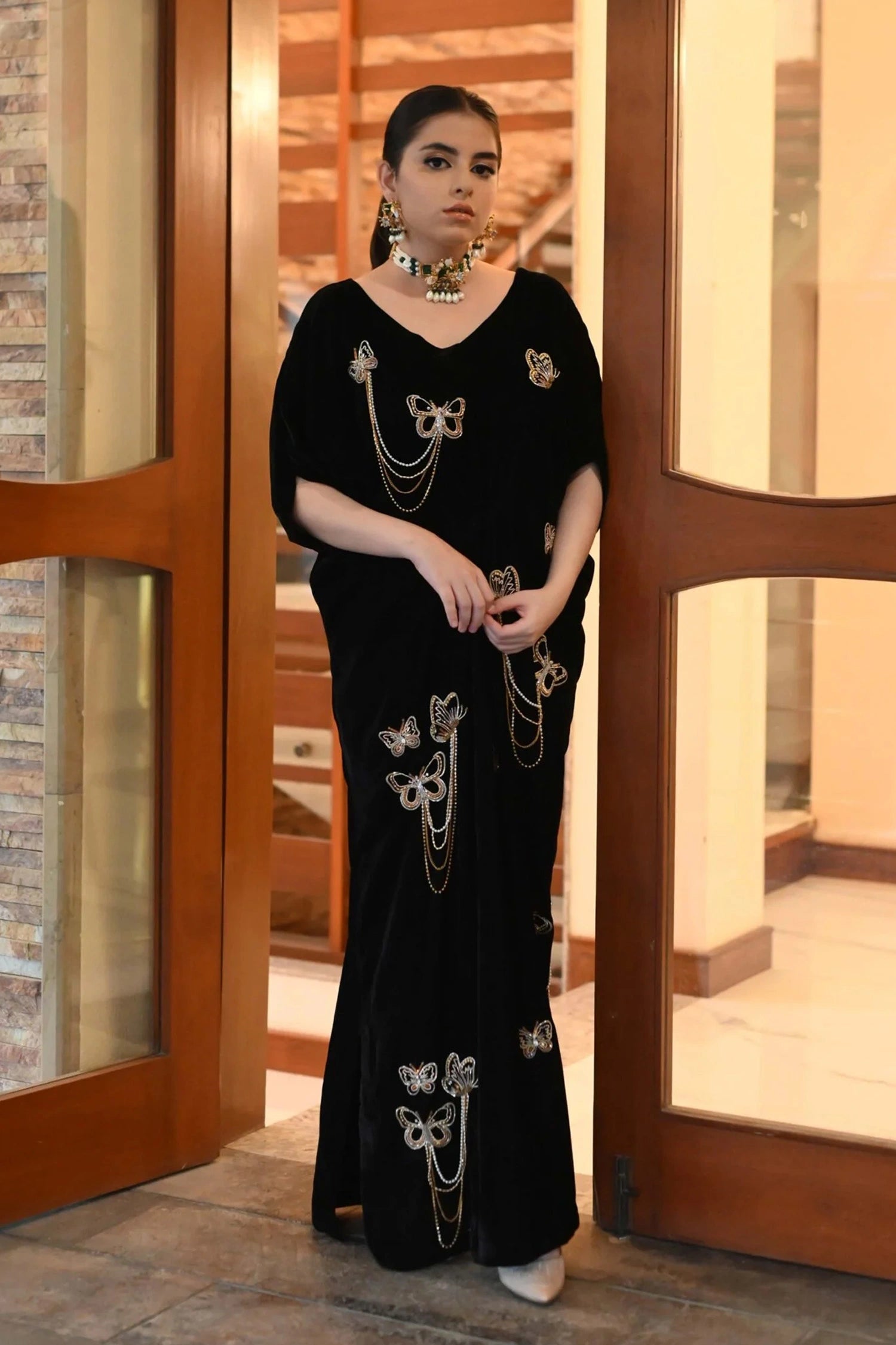 Black velvet kaftan - Flairs Studio