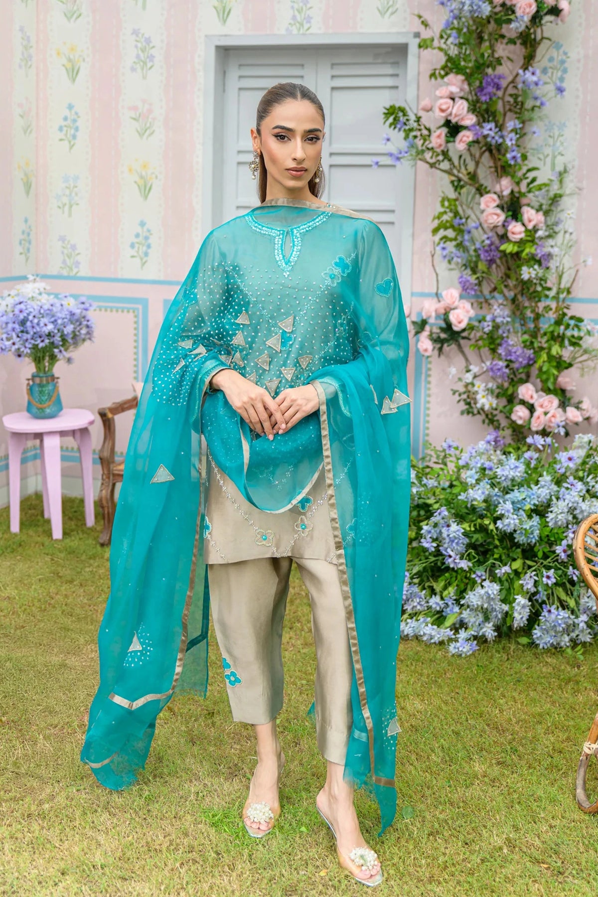 Vancleef front view - sheesha silk set by Flairs Studio | Sheesha Silk
