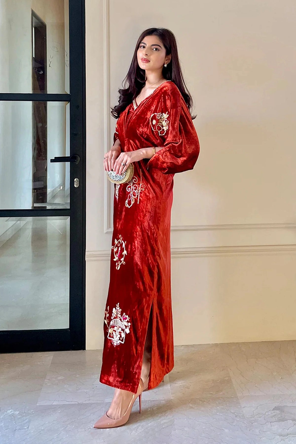 Meeru front view - velvet kaftan by Flairs Studio | Velvet Kaftan