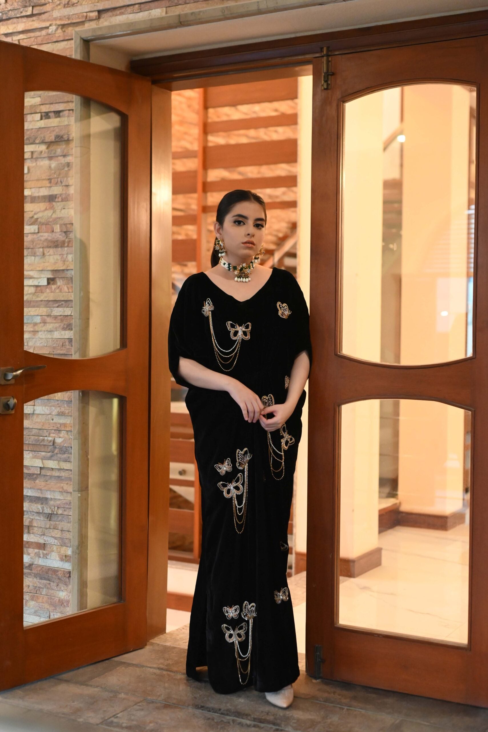 Black velvet kaftan